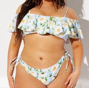Fashion Nova Samantha Floral High Waist Bandeau Bikini Set, XL
